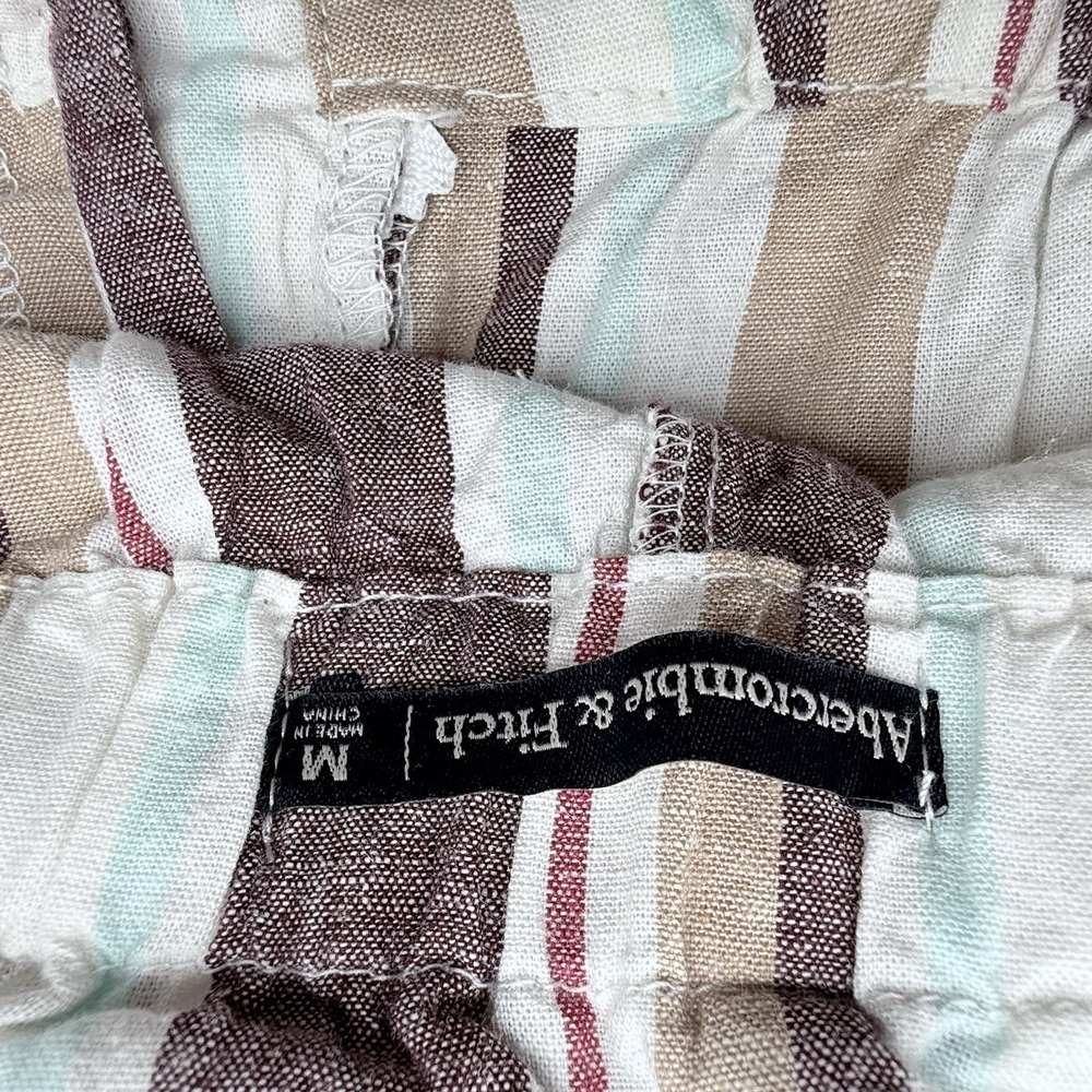 NWOT Abercrombie & Fitch Striped Linen Blend Wide Leg Pants Paperbag Waist Sz M - Picture 4 of 7
